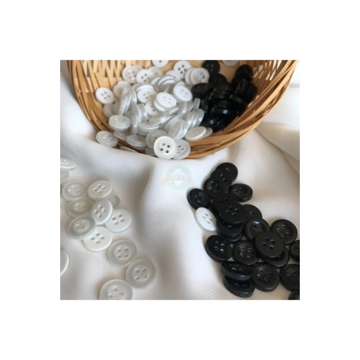 18 Boy Beyaz Tombul Düğme - Gömlek Düğmesi ( 1000 Adet )