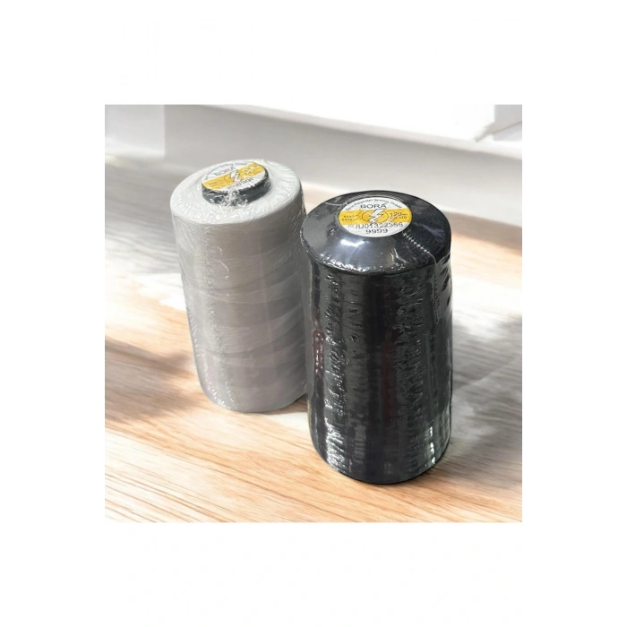 Marka 120 No 5000 Mt Siyah Ve Beyaz Polyester Dikiş Ipliği (2 ADET)