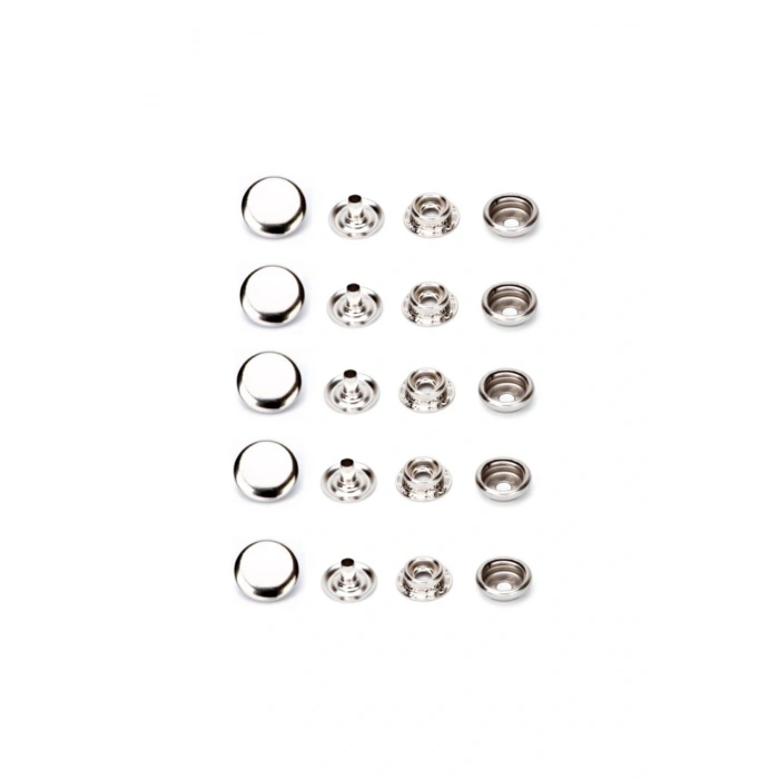 15mm Paslanmaz Çıtçıt (50 TAKIM) (KALIPSIZDIR - GÜMÜŞ RENK)