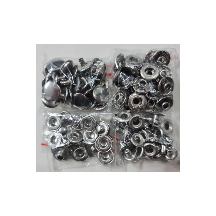 50 adet 15mm Paslanmaz Alfa Çıtçıt (50 Takımdır) Gümüş (Nikel)