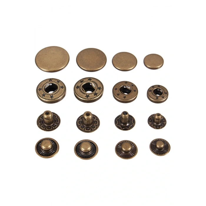 12,5mm Çıtçıt (54 Çıtçıt) 100 Adet. Bronz (antik Sarı) Çıtçıt