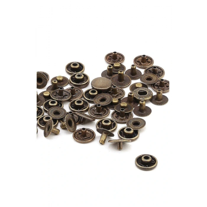 12,5mm Çıtçıt (54 Çıtçıt) 100 Adet. Bronz (antik Sarı) Çıtçıt