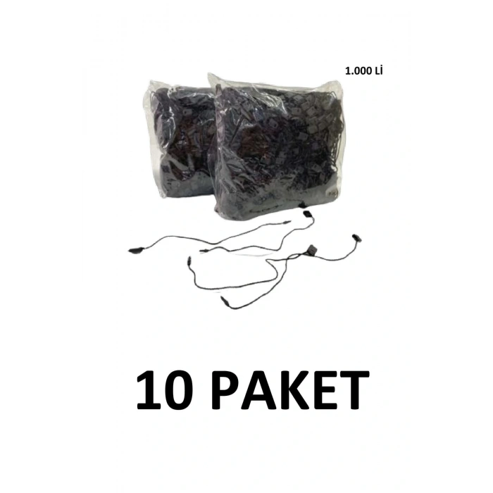 10 Paket (10.000 Adet) Kilitli Etiket Ipi Siyah Renk