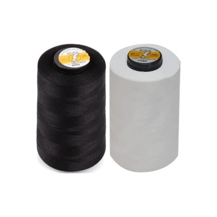 BORA Marka Siyah Ve Beyaz Dikiş Ipliği 5000 Metre - 2 Li Set