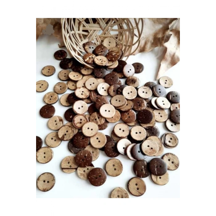 Ahşap Cocanat Düğme 15’li Paket 28 Boy 18 Mm