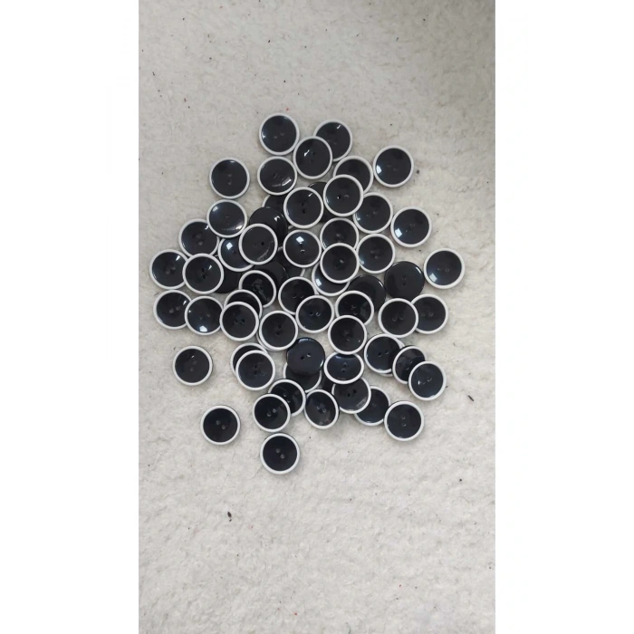 SİYAH-BEYAZ 2 DELİK POLYESTER DÜĞME (20 ADET)