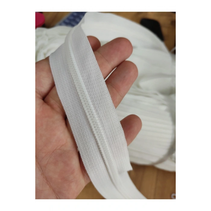 Beyaz T10 Şerit Fermuar - Metrelik Fermuar 10 Metre 10 Başlık