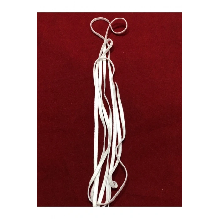 75 mt Beyaz Yassı Maske Lastiği 5 mm Örme Lastik