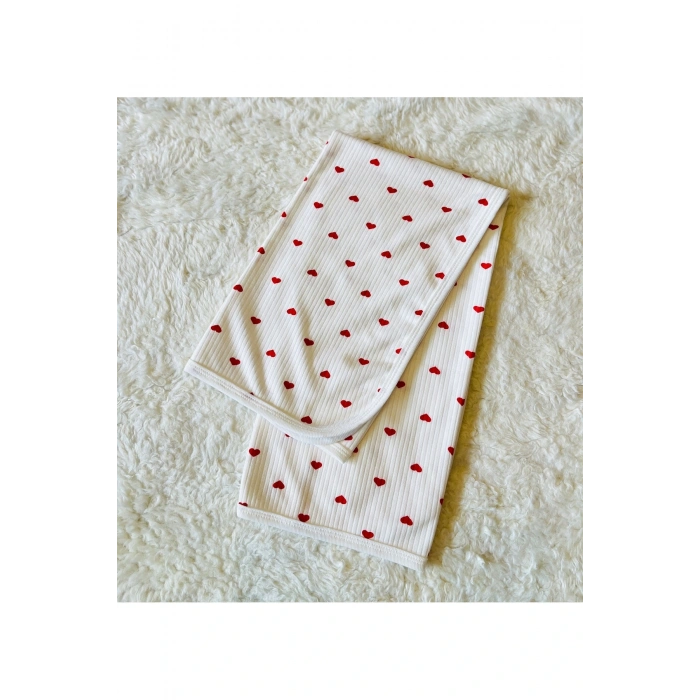 Fitilli Çift Katlı Kalpli Bebek Kundak Battaniye Not: (DİKKAT!!! ÇİFT KATLIDIR...)