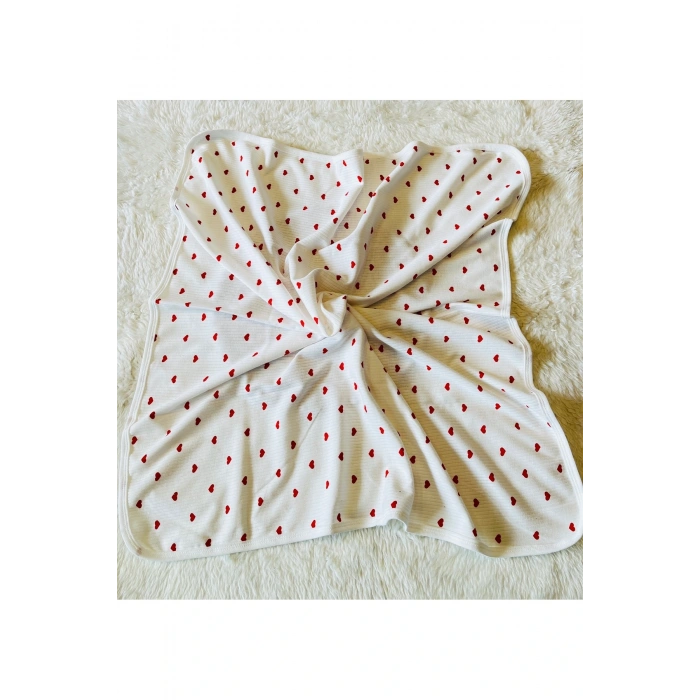 Fitilli Çift Katlı Kalpli Bebek Kundak Battaniye Not: (DİKKAT!!! ÇİFT KATLIDIR...)