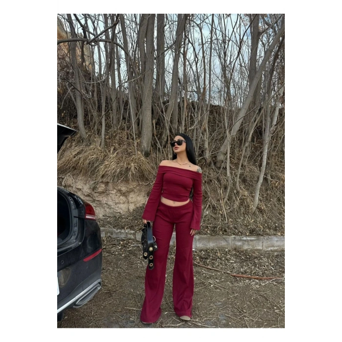 Madonna Yaka Crop Takım Kaşkorse Kumaş Standart Beden