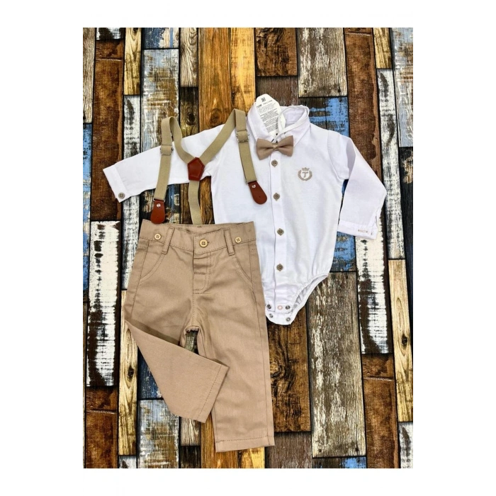 erkek çocuk/ askılı ve papyonlu /çıtçıtlı gömlek/ pantolon takım