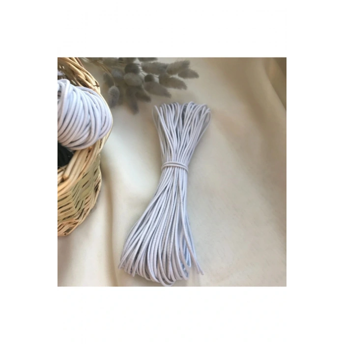 Beyaz İnce Fitil Lastik Bel Paça Don Lastiği Şapka Lastiği ( 20 mt)