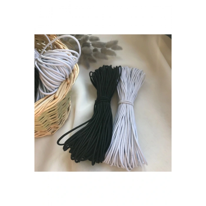 Beyaz İnce Fitil Lastik Bel Paça Don Lastiği Şapka Lastiği ( 20 mt)