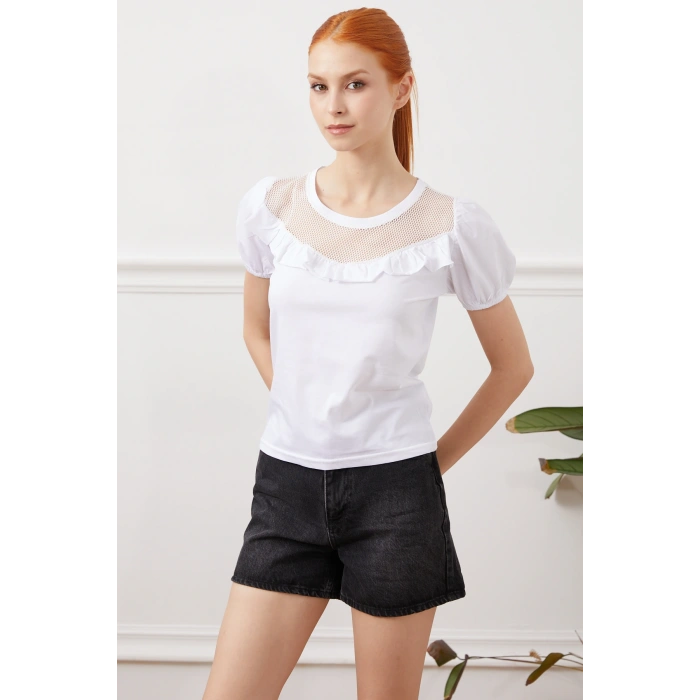 File Detaylı T-Shirt