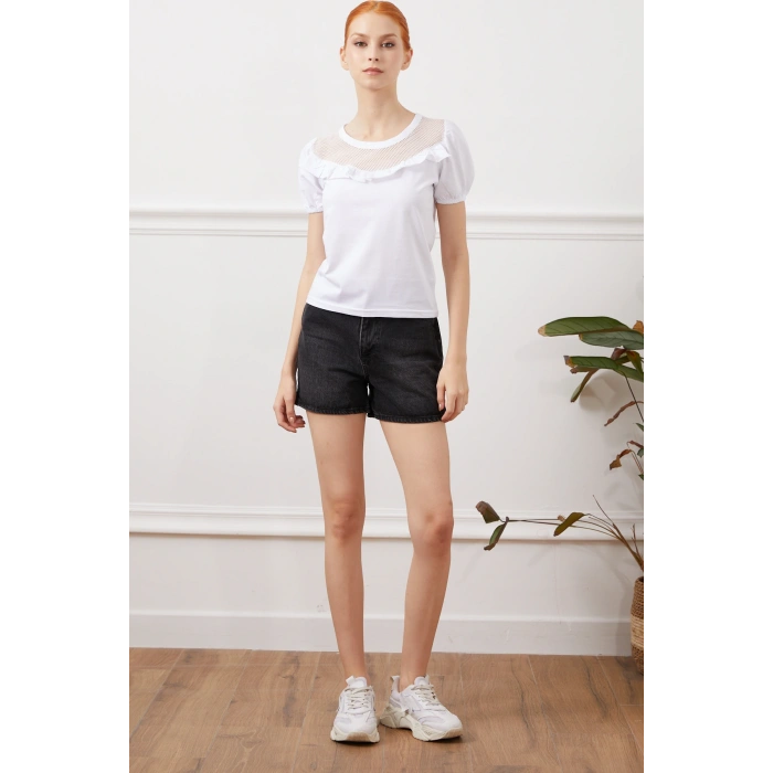 File Detaylı T-Shirt