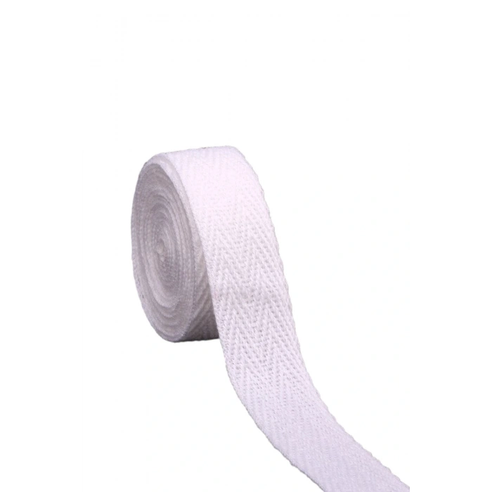 2cm Eninde Dar Dokuma Şerit Beyaz Balıksırtı (25METRE TOP)