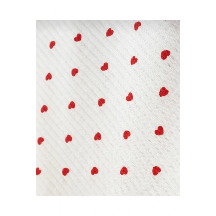 Kırmızı Kalpli Natural Pamuklu 80x90 cm Çift Kat Bebek Battaniyesi