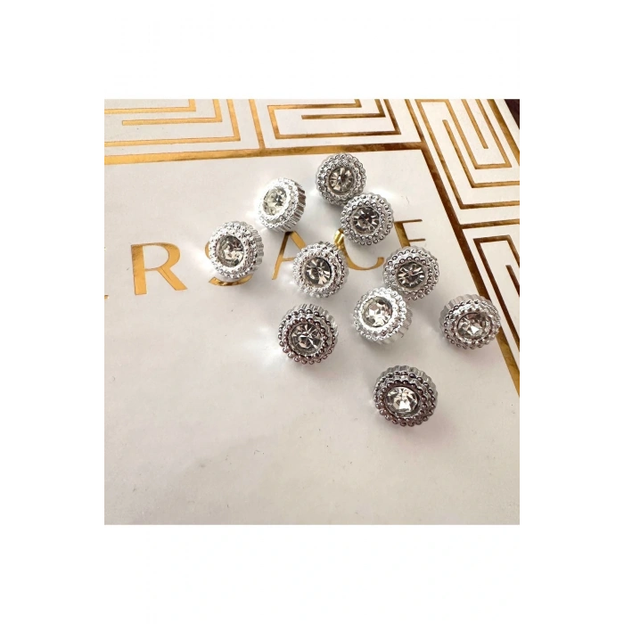 Büyük kristal taşlı metalize(plastik) gömlek düğmesi 10 ADET