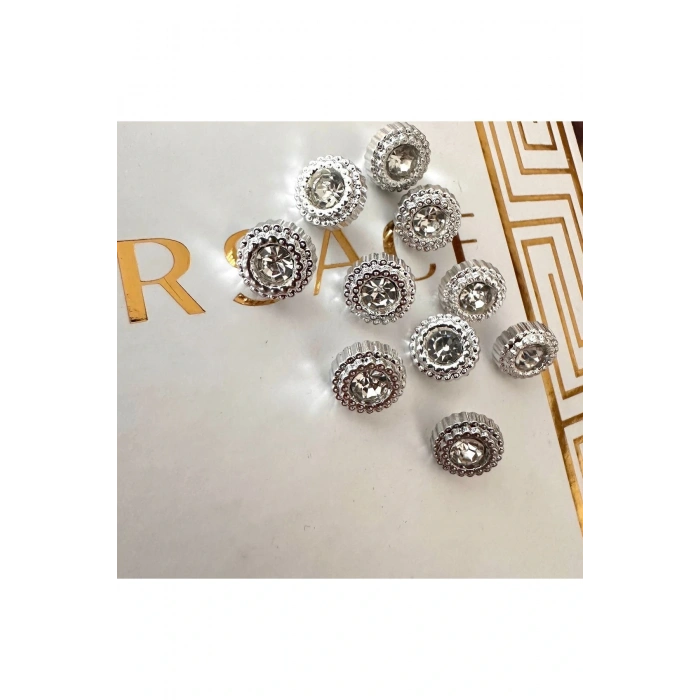 Büyük kristal taşlı metalize(plastik) gömlek düğmesi 10 ADET