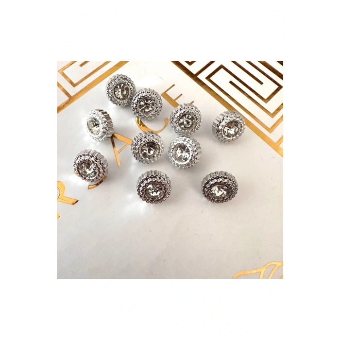 Büyük kristal taşlı metalize(plastik) gömlek düğmesi 10 ADET