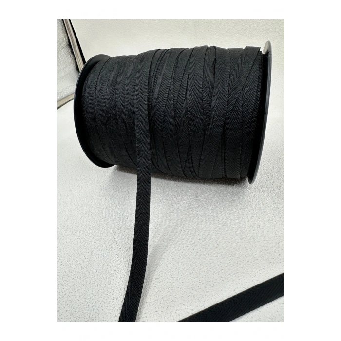 1 cm polyester balıksırtı şerit-5 metre-siyah