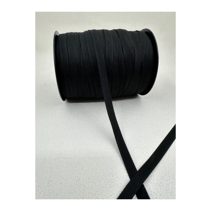 1 cm polyester balıksırtı şerit-5 metre-siyah