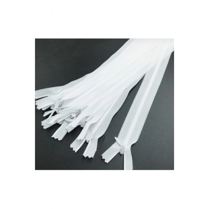 Gizli Diş Fermuar -beyaz 35 Cm - 5 Adet