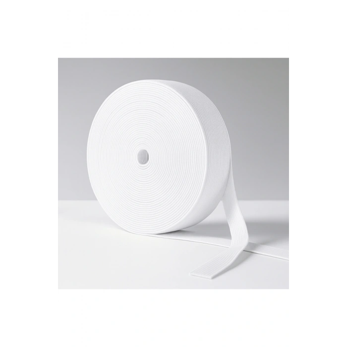 3,5 cm x 25 Metre Beyaz Geniş Yassı Lastik – Bel, Paça, Don ve Elastik Bant İçin