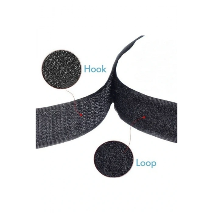 Siyah Cırt Cırtlı Bant 2 Çift Taraflı Amerikan Fermuarı 2 Cm Genişlik 1 Metre – Yapıştırıcı Ve Bant