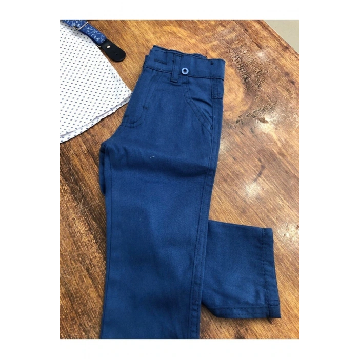 Erkek Çocuk Oxford Gömlekli Papyonlu Indigo Takım