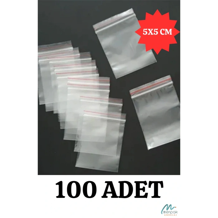 Kilitli Torba 5x5 Cm 100lü Kilitli Buzdolabı Poşeti Şeffaf Kilitli Poşet Kilitli Saklama Poşeti