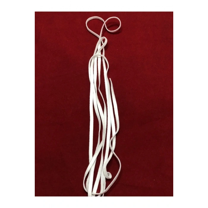 10 Mt Beyaz Yassı Maske Lastiği 5 Mm Örme Lastik