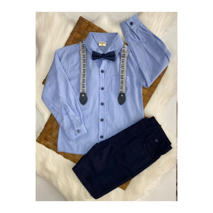 ERKEK ÇOCUK MAVİ PAPYONLU 4 LÜ TAKIM