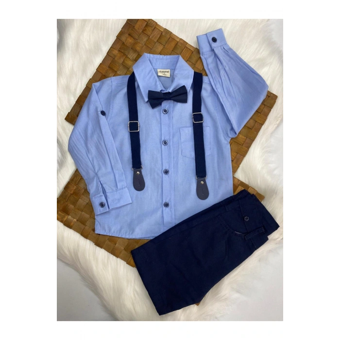 ERKEK ÇOCUK MAVİ PAPYONLU 4 LÜ TAKIM