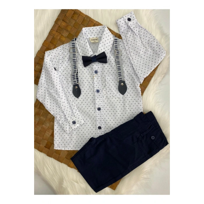 ERKEK ÇOCUK DESENLİ GÖMLEK PAPYONLU 4 LÜ TAKIM