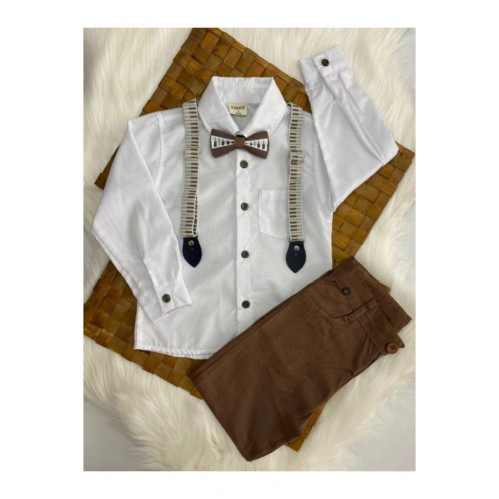 ERKEK ÇOCUK KAHVE RENK PAPYONLU 4 LÜ TAKIM