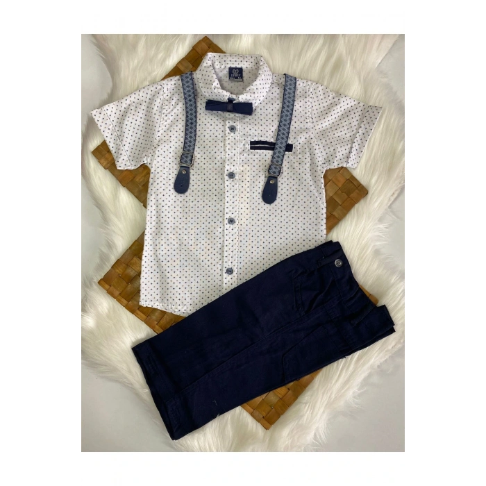 Erkek Çocuk Kısa Kollu Papyon ve Askılı 4Lü Takım