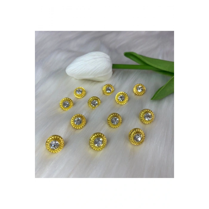 Gold Taşlı Düğme (18boy)11mm-10 adet