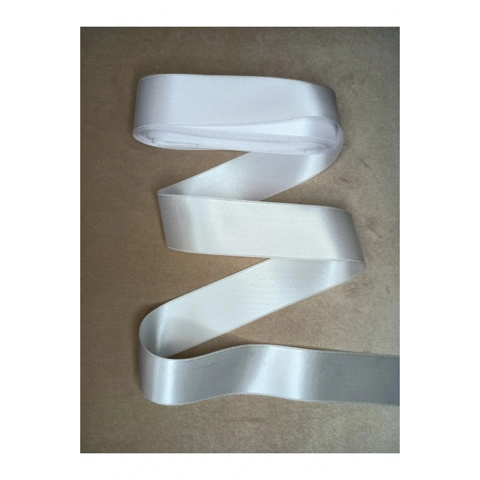 6 Cm Beyaz - Kırmızı Saten Kurdale 5 Metre 1.kalite Solmaz