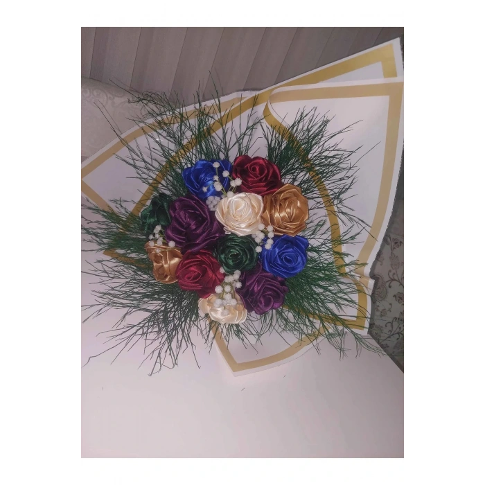 6 Cm Beyaz - Kırmızı Saten Kurdale 5 Metre 1.kalite Solmaz