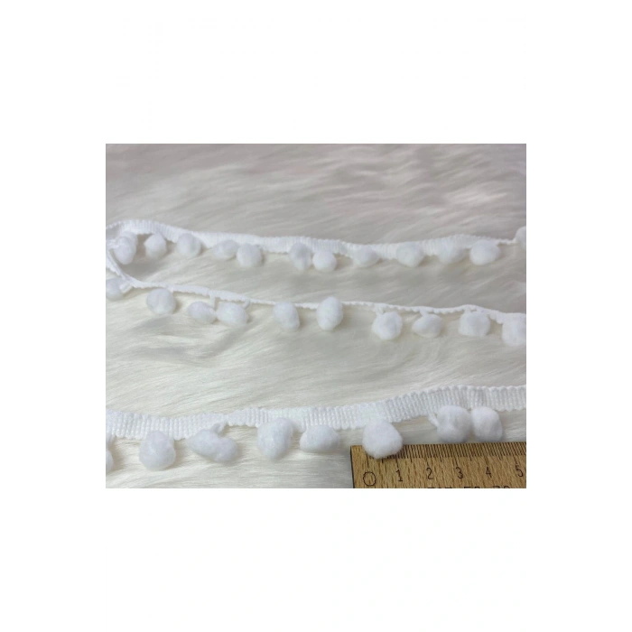 Beyaz Şerit Ponpon 1 MT