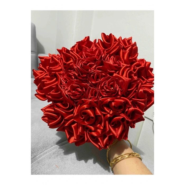 4 Cm Kırmızı Saten Kurdele 5 Metre Bir Top,saten,seten, Kurdale,kurdale 4 Cm Enli Saten Kurdela