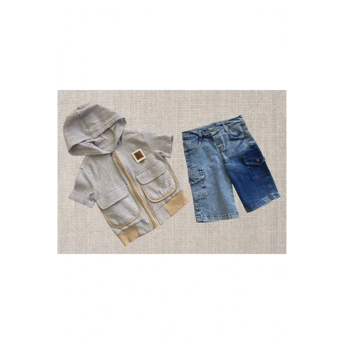 Erkek Çocuk Kot Şortlu Yazlık Takım