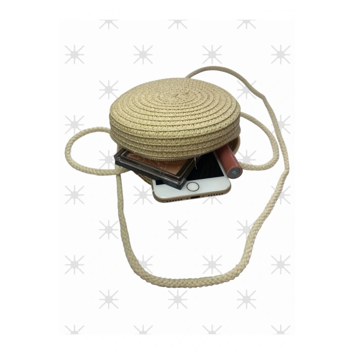 Hasır Silindir Model 12 cm Çaplı Omuz Çantası