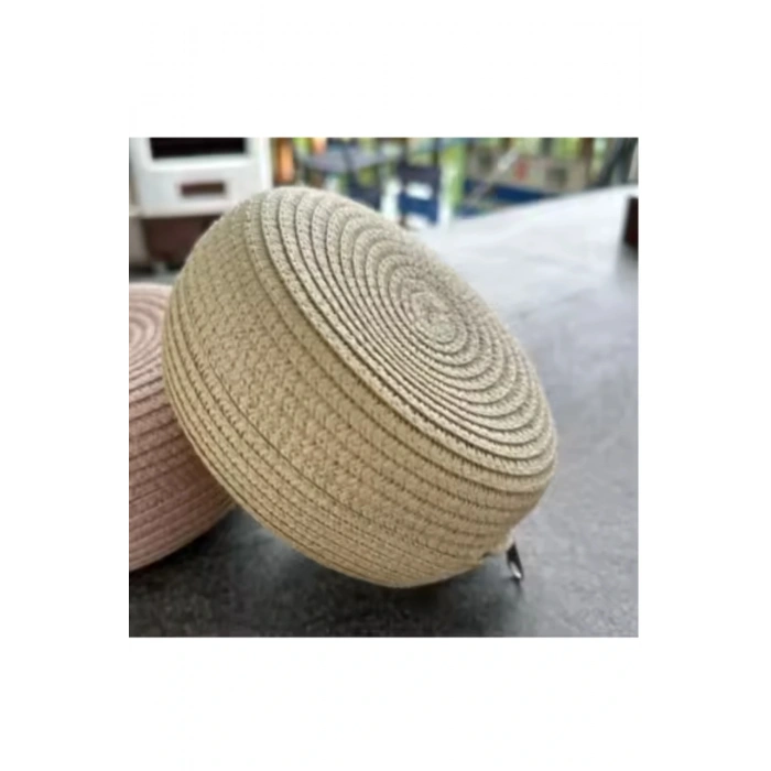 El Yapımı Hasır Çanta Yuvarlak Hasır Çanta Yaz Plaj Çantası Dokuma Omuz Çantaları 12x12 cm