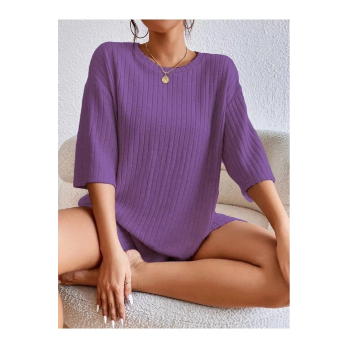 Örme Kısa Kollu Şortlu Alt Üst Takım, Likralı