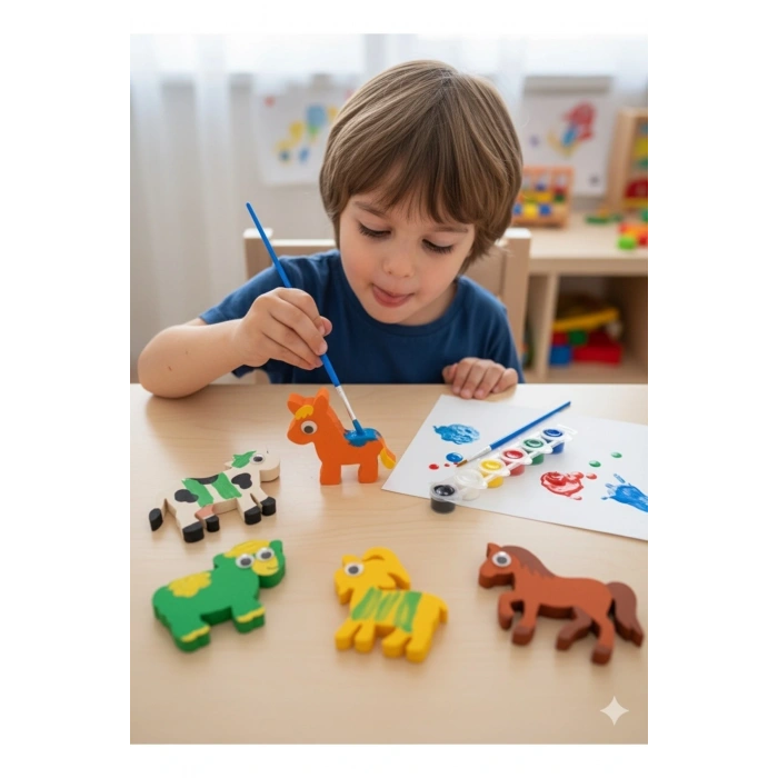 3D Çiftlik Hayvanları Boyama Seti ,Puzzle, Eva Baskı Süngeri. Çocuk Etkinlik, Montessori.