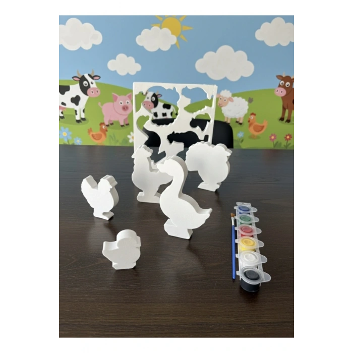 3D Kümes Hayvanları Boyama Seti ,Puzzle, Eva Baskı Süngeri. Çocuk Etkinlik, Montessori.