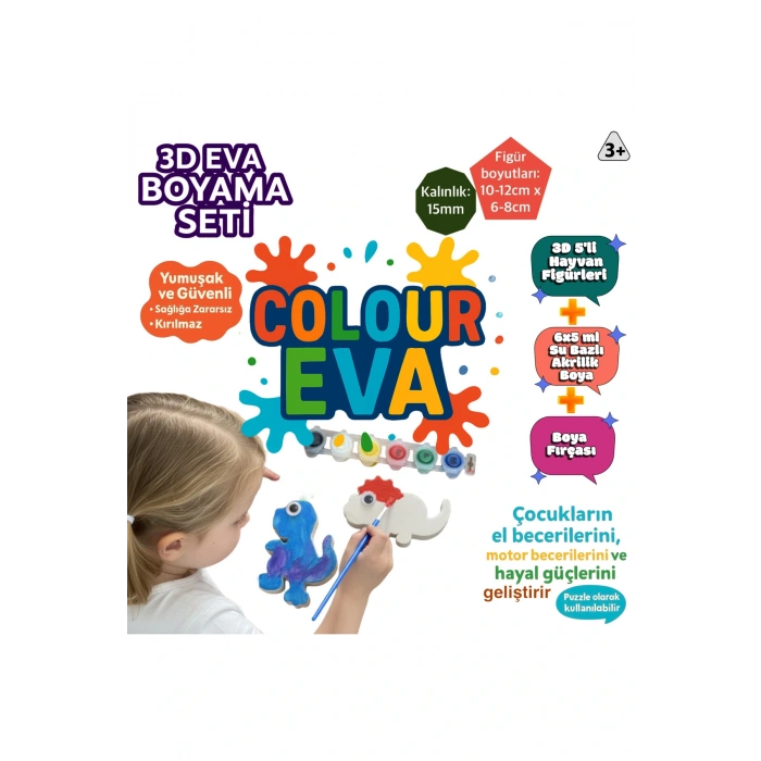 3D Hayvanat Bahçesi Boyama Seti ,Puzzle, Eva Baskı Süngeri. Çocuk Etkinlik, Montessori.